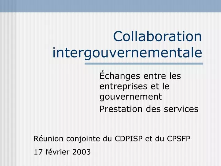 collaboration intergouvernementale