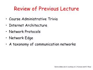 review of previous lecture