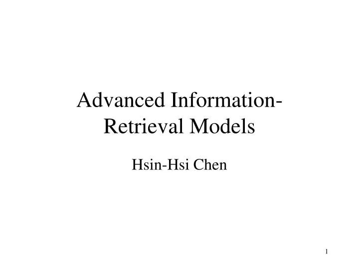 advanced information retrieval models