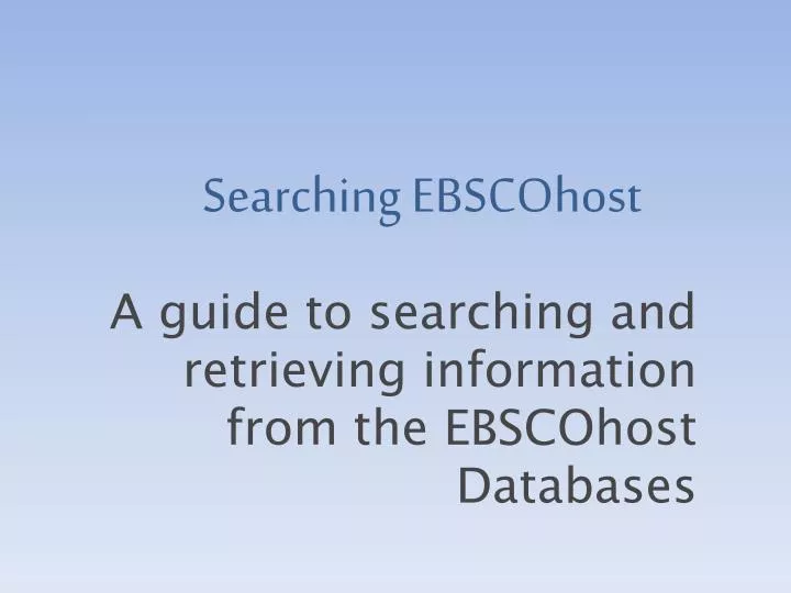 searching ebscohost