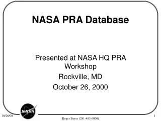 NASA PRA Database