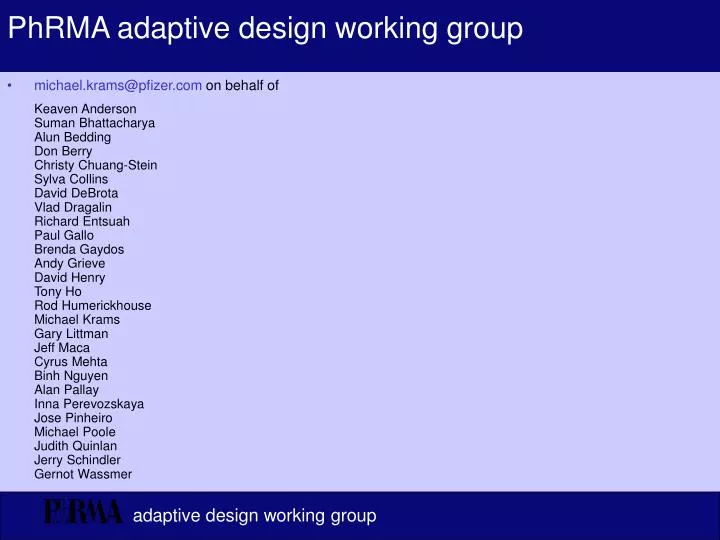 phrma adaptive design working group