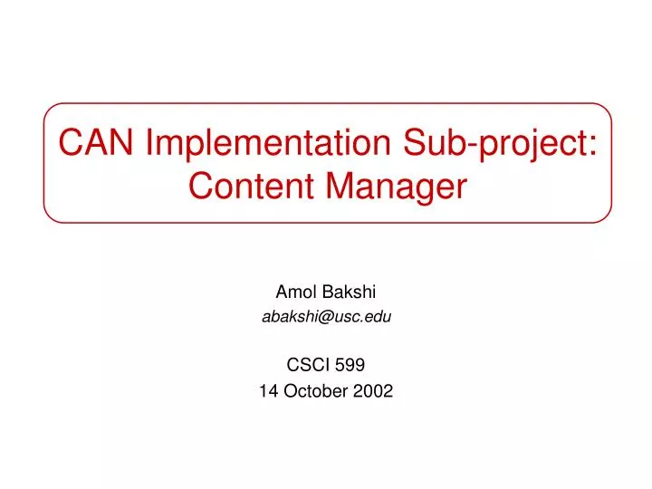 can implementation sub project content manager