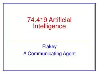 74.419 Artificial Intelligence