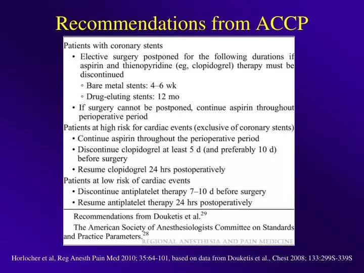recommendations from accp