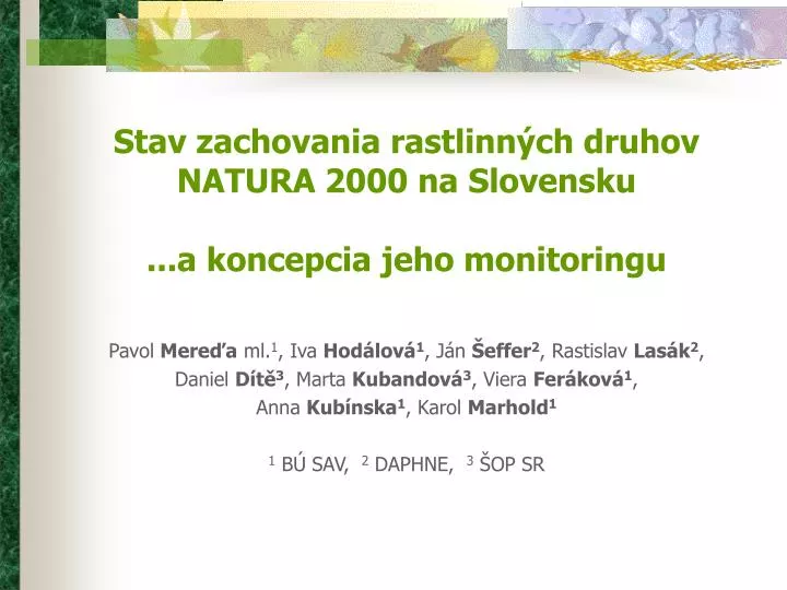 stav zachovania rastl inn ch druhov natura 2000 na slovensku a koncepcia jeho monitoringu