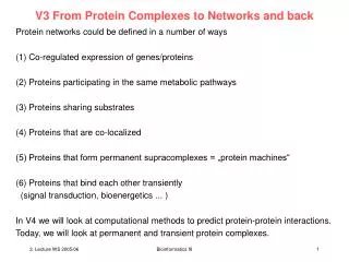 V3 From Protein Complexes to Networks and back