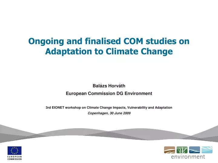 ongoing and finalised com studies on adaptation to climate change