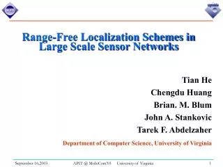 Range-Free Localization Schemes in Large Scale Sensor Networks