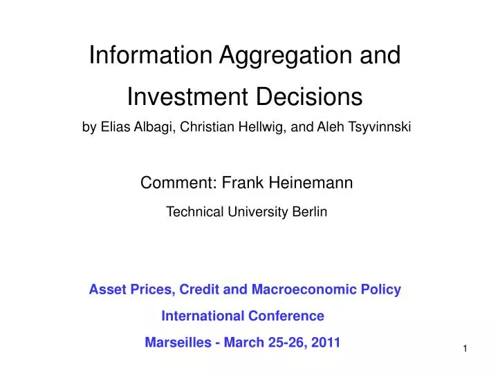 information aggregation and investment decisions