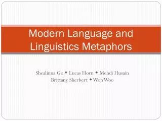 Modern Language and Linguistics Metaphors