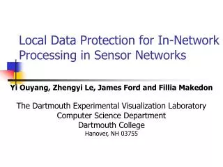 Local Data Protection for In-Network Processing in Sensor Networks