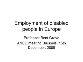 Employment of disabled people in Europe