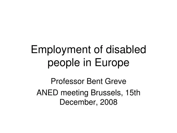 employment of disabled people in europe