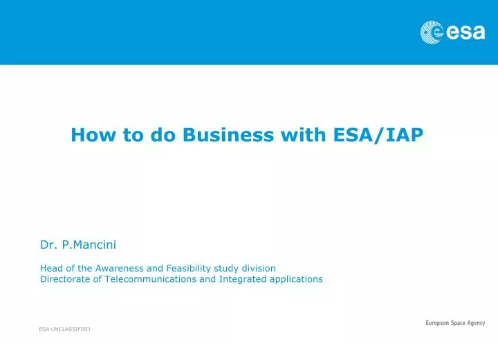 how to do business with esa iap