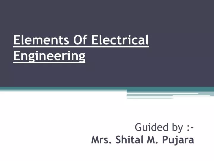 elements of electrical engineering