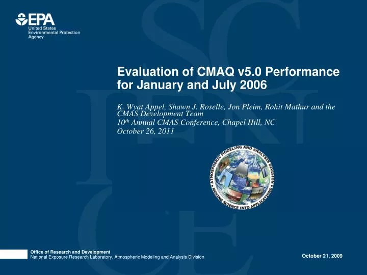 evaluation of cmaq v5 0 performance for january and july 2006