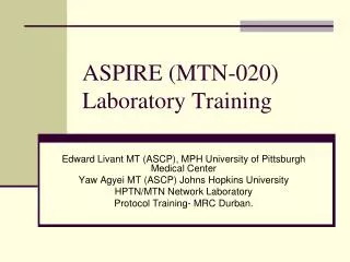 ASPIRE (MTN-020) Laboratory Training