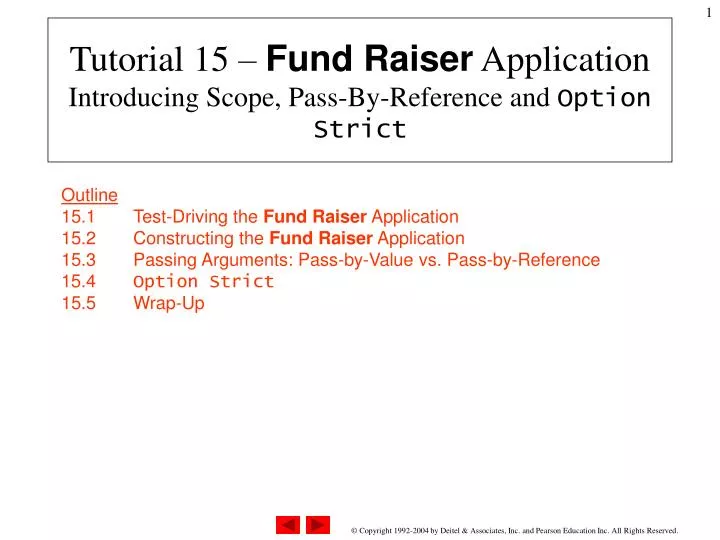 tutorial 15 fund raiser application introducing scope pass by reference and option strict