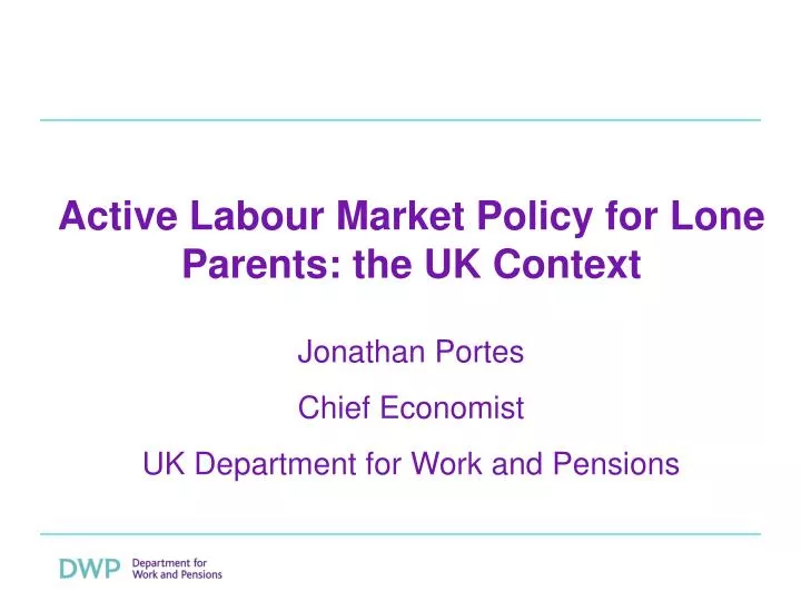 active labour market policy for lone parents the uk context