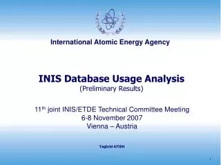 INIS Database Usage Analysis (Preliminary Results)