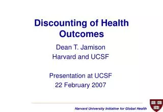 Discounting of Health Outcomes