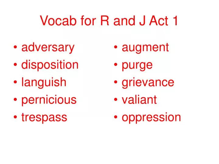 vocab for r and j act 1