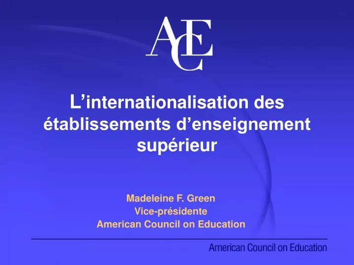 l internationalisation des tablissements d enseignement sup rieur