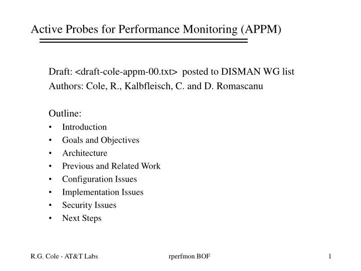 active probes for performance monitoring appm