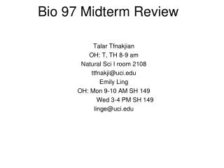 Bio 97 Midterm Review