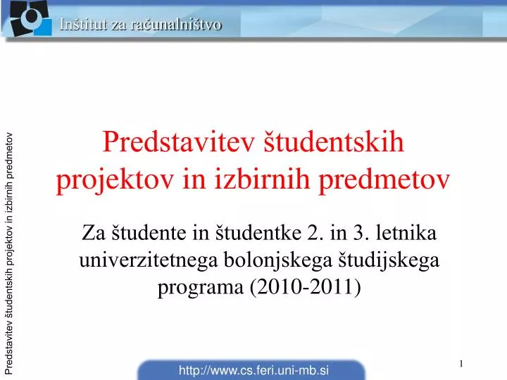 predstavitev tudentskih projektov in izbirnih predmetov