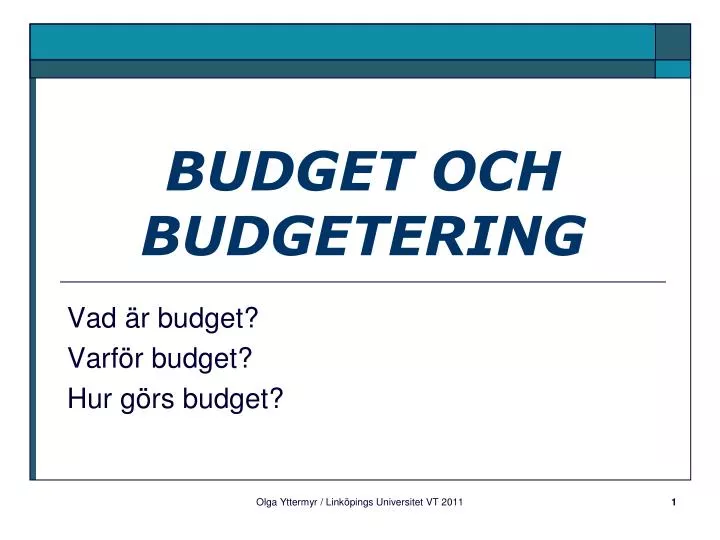 budget och budgetering
