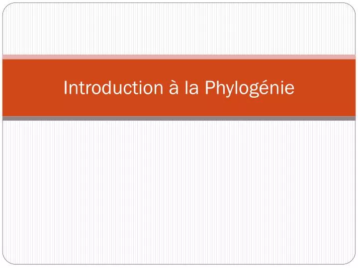 introduction la phylog nie