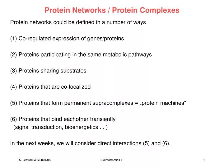 protein networks protein complexes