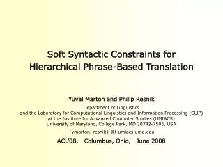 Soft Syntactic Constraints for Hierarchical Phrase-Based Translation
