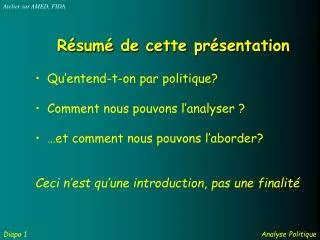 r sum de cette pr sentation