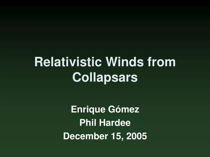 relativistic winds from collapsars