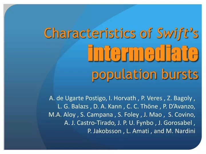 characteristics of swift s intermediate population bursts