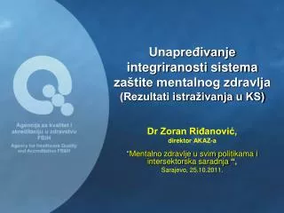unapre ivanje integriranosti sistema za tite mentalnog zdravlja rezultati istra ivanja u ks
