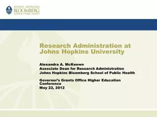 Research Administration at Johns Hopkins University