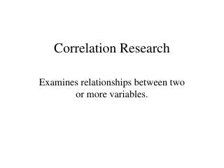 Correlation Research