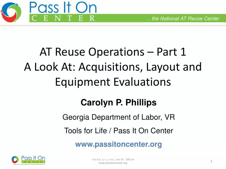 at reuse operations part 1 a look at acquisitions layout and equipment evaluations