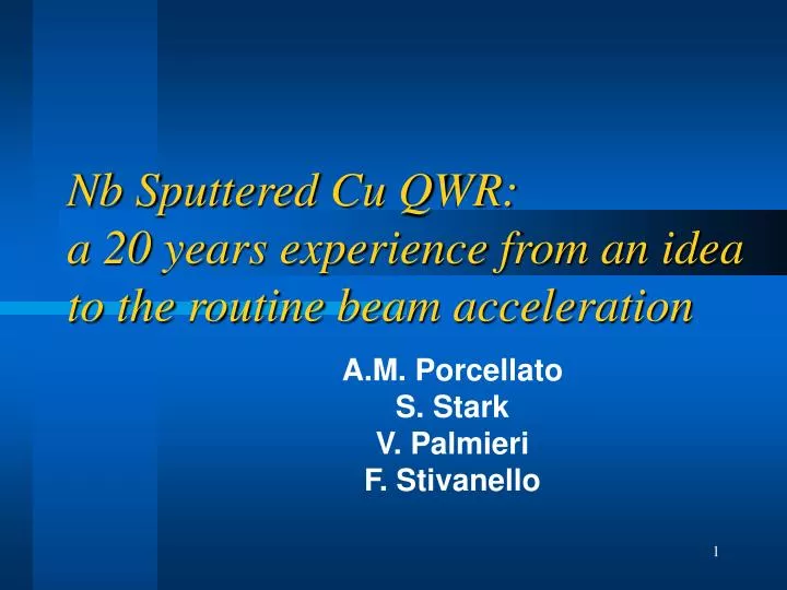 nb sputtered cu qwr a 20 years experience from an idea to the routine beam acceleration