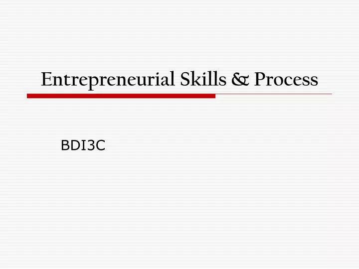 entrepreneurial skills process