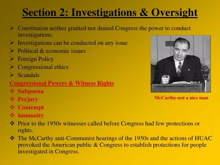 section 2 investigations oversight