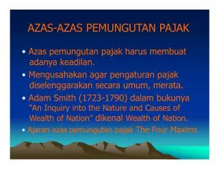 AZAS-AZAS PEMUNGUTAN PAJAK