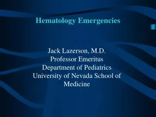 Hematology Emergencies