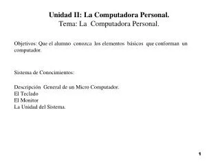 unidad ii la computadora personal tema la computadora personal