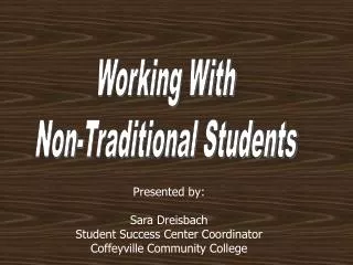 Working With Non-Traditional Students