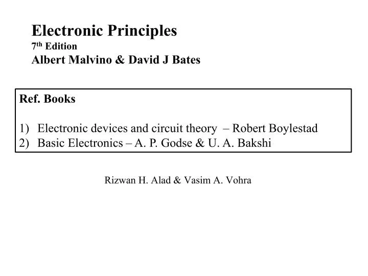 electronic principles 7 th edition albert malvino david j bates